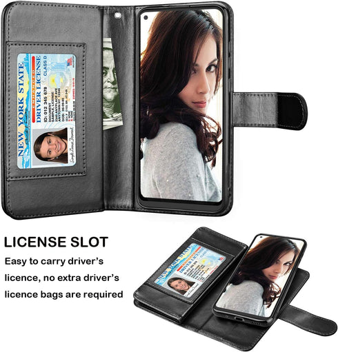 Njjex Galaxy A11 Case for Samsung Galaxy A11, Wallet Case with 9 Card Slots, PU Leather Folio Flip, Detachable