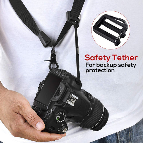 waka Adjustable Camera Neck Strap with Quick Release, Safety Tether for Nikon Canon Sony DSLR