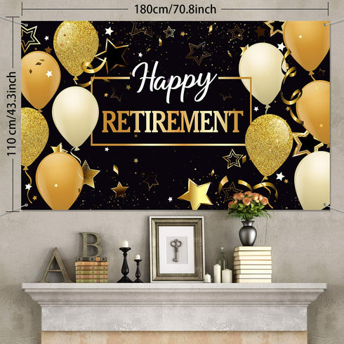 Blulu Extra Large Retirement Party Decorations, Fabric Retire Sign Banner Photo Booth Backdrop with Rope (70.8 x 43.3