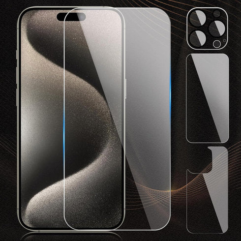 Screen Protector for iPhone 15 Pro Max, Tempered Glass including Front and Back Protectors, Camera Protector, 3-in-1