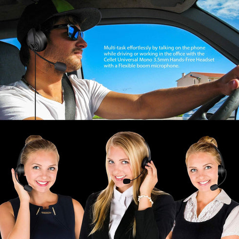 Cellet Wired Hands Free Headphones with 3.5mm Jack, Compatible with Computer, Cellphone, PC, Skype, Webinar, Smart