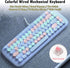 Lomiluskr Cute Colorful Wired Mechanical Keyboard for Girls, Compact 84 Keys with Round Keycaps, Pink Switch