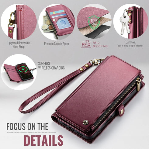 Defencase 15 15 6.1", Compatible with iPhone Case Wallet with RFID Blocking Card Holder for Women and Men, Fashion PU