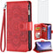 Asuwish iPhone 11 Wallet Case with Flower Flip, Tempered Glass Protector & Card Holder - Red Cell Accessories