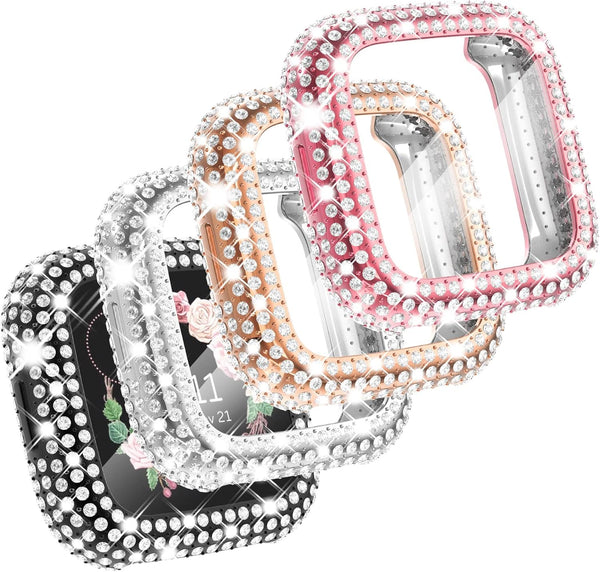 CHANCHY 4 Pack Bling Case Compatible with Fitbit Versa 2, Crystal Soft TPU Full Protective Case Cover Bumper