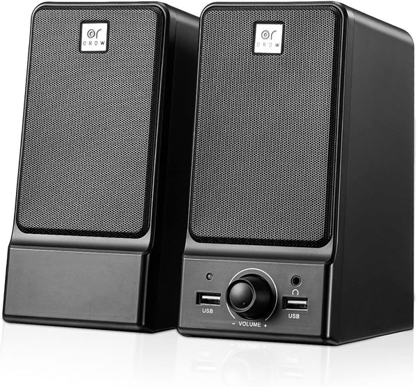 OROW USB Computer Speakers, Hi-Fi Stereo External Speakers for PC, 16W Desktop Speaker with Built-in DSP Sound Chip,