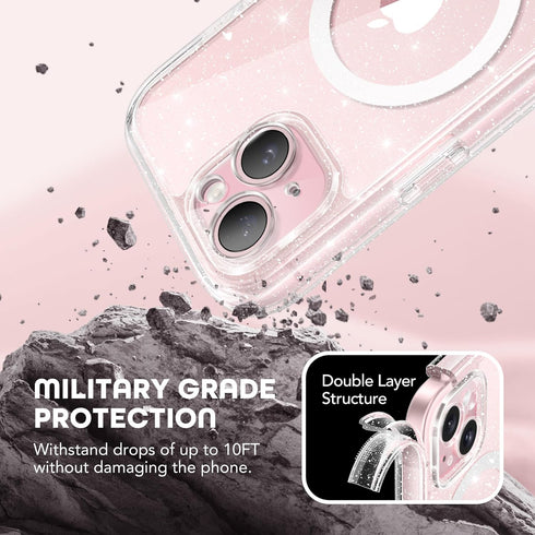 TIESZEN Magnetic iPhone 15 Plus Case: Dustproof, MagSafe compatible, with privacy screen, 9H tempered glass, and