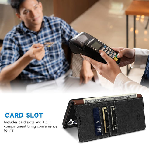 ZZXX Wallet Case for Samsung Galaxy S23 - RFID Blocking Card Slot Stand Magnetic Leather Flip Fold Protective