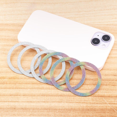 lasuroa 6pcs Universal Magnetic Ring, Sparkle Metal Ring Stickers No Magnet Compatible with Most Phone Inside Cases