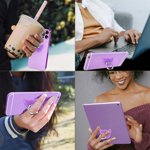 Bling Glitter Phone Grip, Cat Cell Phone Ring Holder Stand Purple for Women, Compatible with Smartphone and Tablet