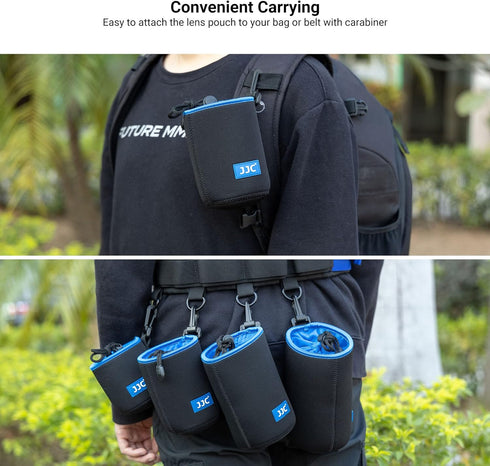 JJC Drawstring Neoprene Camera Lens Pouch Case, Protective Bag for Mirrorless Lenses Up to 3.5 x 6.7 for Canon EF