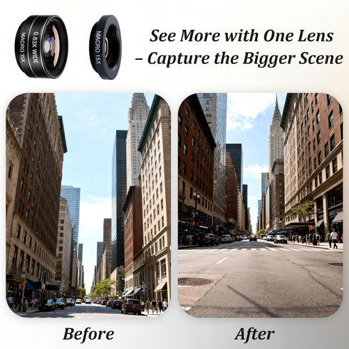 Brvlsoc 3-in-1 198 0.63 15 Set Smartphone Camera Lens Kit Fisheye, Wide-Angle & Macro Clip-On Lens for iPhone, Samsung
