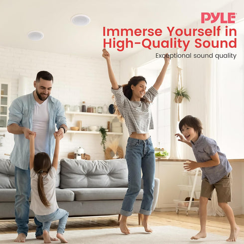 Pyle 6.5 Inch 300W Home Audio In Ceiling Marine Grade Waterproof Speaker, 8 Ohm, with 60Hz to 22kHz Frequency Response,