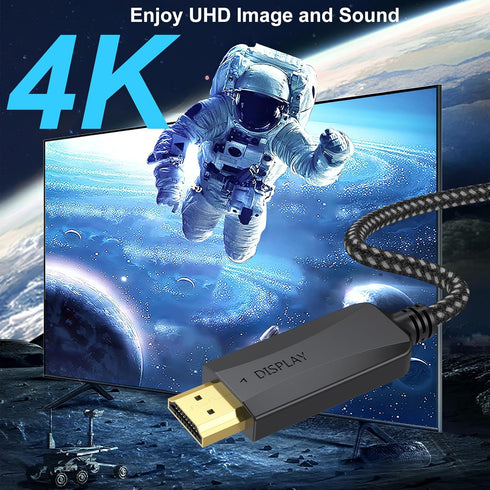 4K DisplayPort to HDMI Cable 1.5 Feet, Short DP to HDMI Male to Male Adapter Cord for Computer, Monitor, TV, Projector