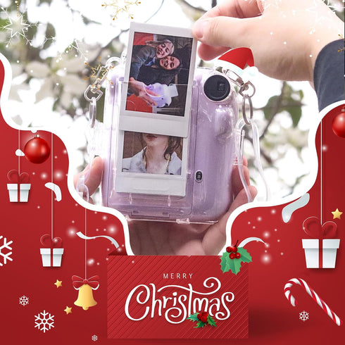 Instant Mini 12 Clear Case for Fujifilm Instax Mini 12 Camera, Protective Case with Upgraded Back Pocket