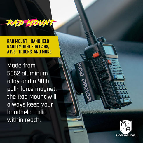Mob Armor Magnetic Car Mount Kit for CB, VHF & GMRS Radios, Handheld Radio Mount with Mic Holder and Base