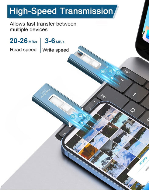 GNASEET 256GB 256GB) USB Flash Drive for Phone and Pad, Photo Stick High Speed External USB Thumb Drives Photo Storage