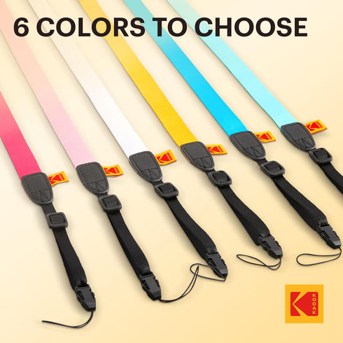 KODAK Deluxe Neck Strap Color Kit, Comfortable Detachable Camera Straps for Smile + Instant Camera, 6 Color Pack