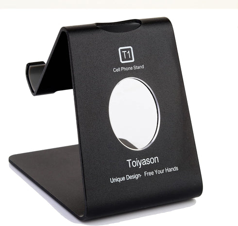 Cell Phone Stand, Desk Phone Holder Cradle Dock for All 4-8inch Phones, T1 Black