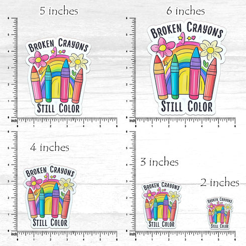 Stickers(2 inch) Broken Crayons Still Color Stickers Affirmation Flowers Mental Health Stickers Waterproof Vinyl Decals