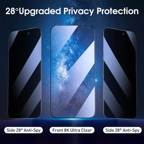 MOCOLL 2+2 Packs for iPhone 15 Pro Max Screen Protector Privacy Tempered Glass 6.7'' Anti-Scratch Case Friendly Private Film 10X Hardness