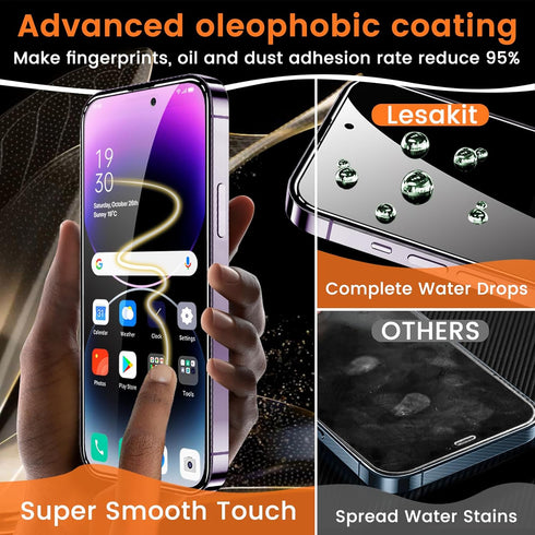 3+3 Pack Privacy Screen Protector for iPhone 14 Pro Max 6.7-Inch with Camera Lens Protector, Anti Spy Tempered Glass