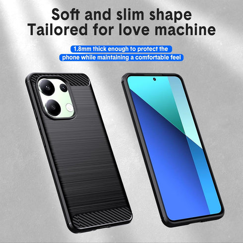 Flexible TPU Case for Xiaomi Redmi Note 13 4G, Brushed Texture Anti-Slip Shockproof Bumper Cover (Black)