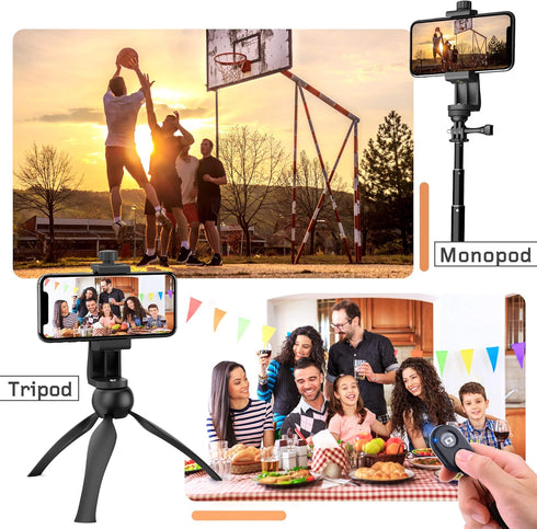 Zttopo Universal Phone Tripod Mount Adapter with ireless Camera Remote, Cell Phone Holder with Adjustable Clamp