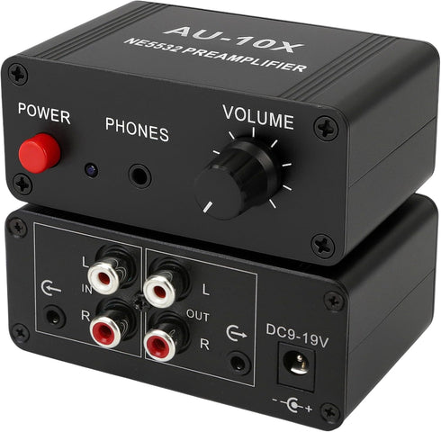 KH866 12V RCA Preamplifier, Audio Phono Preamp, Mini Stereo Headphone Signal Home Amplifier,