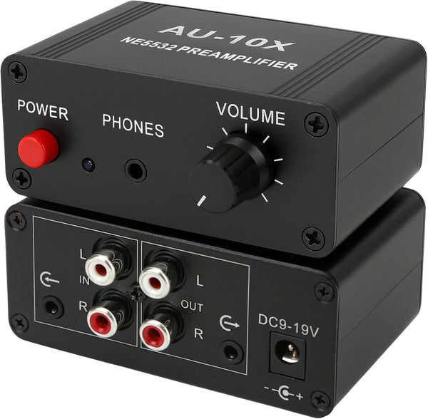 KH866 12V RCA Preamplifier, Audio Phono Preamp, Mini Stereo Headphone Signal Home Amplifier,