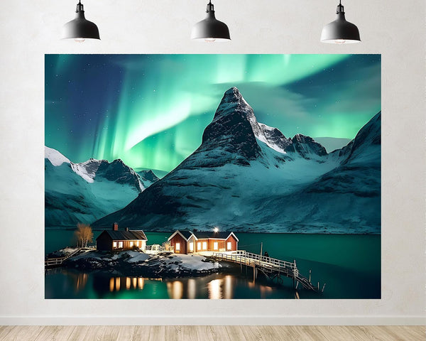 TryKid 8x8ft Aurora Borealis Backdrop Norway Polar Colorful Night Sky Forest Northern Lights