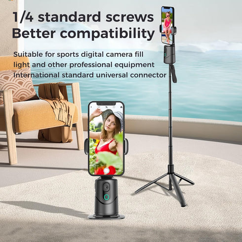 SYHsdzg Required,360 Auto Face Tracking Phone Holder,No App Rotation Phone Camera Stand with Remote and Gesture