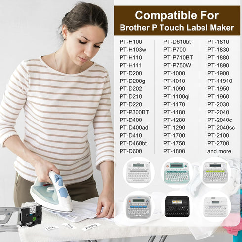 Fimax Compatible Fabric Iron-on Clothing Label for Brother P Touch Fabric Tape TZe-FA3, Navy Blue on White, 4PK