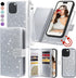 Varikke for iPhone 13 Pro Wallet Case, Detachable with Card Holder for Women, Fashion Glitter PU Leather Strap Magnetic