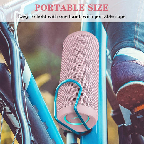 Outdoor Portable Bluetooth Speaker, Wireless IPX7 Waterproof, 25W Loud Sound, Bassboom Technology, 16H Playtime, Pink