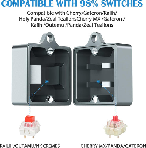 HONKID Switch Opener Aluminum Keyboard Switch Opener for Cherry MX Gateron Kailh Box Outemu Akko and Panda Mechanical Switches with Metal Magnet (Grey)