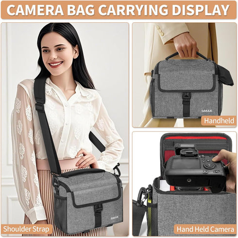 GMAK 9'' 4.7'' 7.5'', Camera Bag for Photographers, Anti-shock Camera Shoulder Bags with Water-resistant Rain Cover