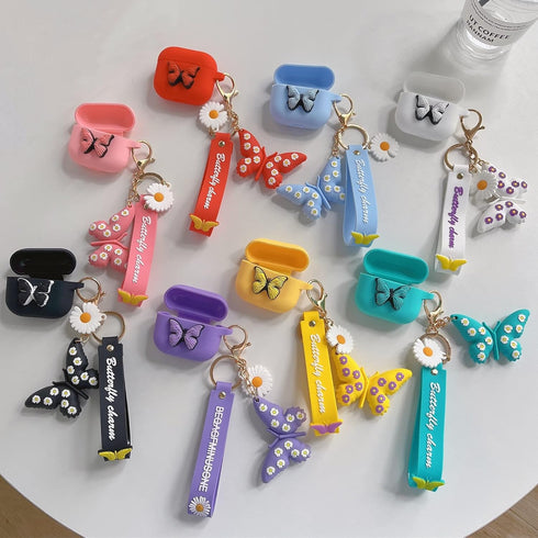 YQG Cute 3D Butterfly Case Cover for Airpods 3rd Gen 2021, Cartoon Liquid Silicone with Keychain