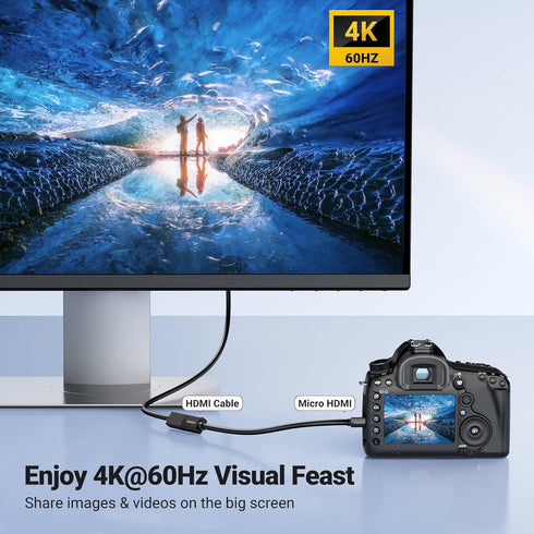 UGREEN 2.0 4K@60Hz 3D Dolby 18Gbps 5/Pi 4//Pi 500 7 6/Retroid 3+, 0.6FT Micro HDMI to HDMI Adapter, Male to Female