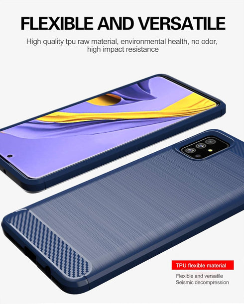 MAIKEZI Soft TPU Slim Fashion Anti-Fingerprint Phone Case Cover for Samsung Galaxy A51 4G (Black Brushed TPU)