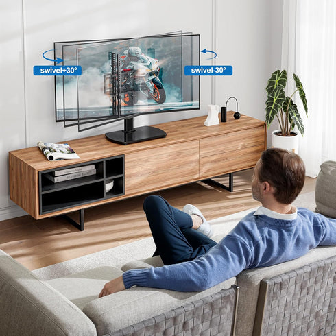HOLMAXD 27-60 Inch 88 lbs, 400x400mm Universal TV Stand for TVs with Swivel Mount, Height Adjustable Table Top TV Stand