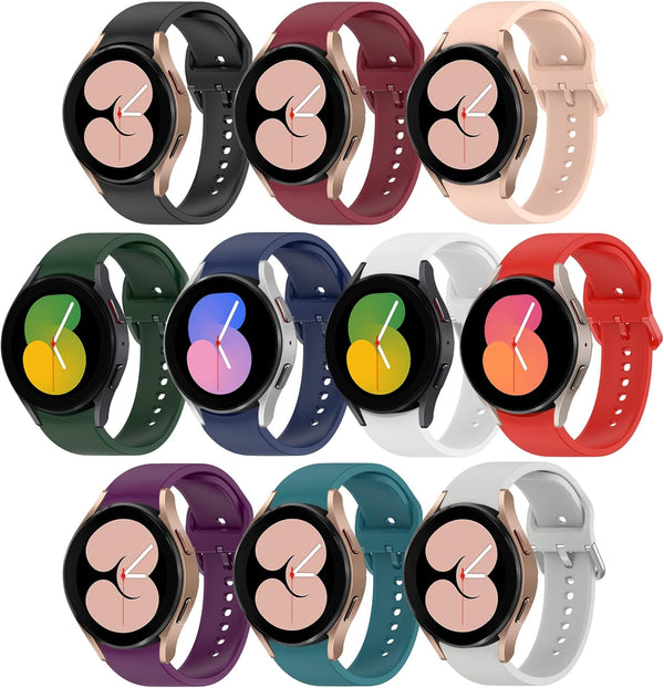 HSWAI 10 Pack No Gap Band for Samsung Galaxy Watch 7 6 5 4 FE 40mm 44mm, Galaxy Watch 5 Pro 45mm for Men Women