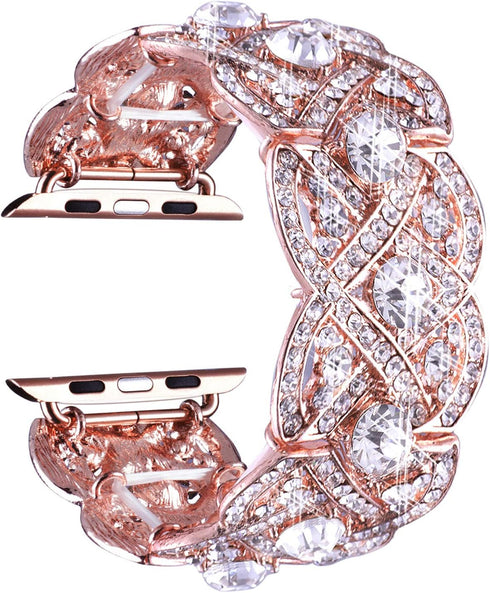 VIQIV Bling Bands for Apple Watch 40mm 44mm - Diamond Rhinestone Stainless Steel Metal Bracelet Strap for Women