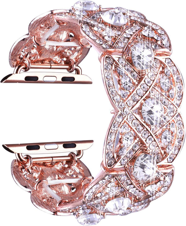 VIQIV Bling Bands for Apple Watch 40mm 44mm - Diamond Rhinestone Stainless Steel Metal Bracelet Strap for Women