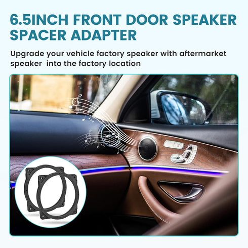 6.5 Inch Front Door Speaker Adapter Spacer Ring Fit for Hyundai Sonata 2011-2017/Santa Fe 2014-2015/KIA 2001-2012, 6.5"-6.75” Speaker Adapter Brackets for Aftermarket Speaker Installation