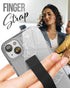 ENCASED iPhone 14 Finger Loop Case with Strap Grip & Screen Protector - Clear/White Lace Leaf Design