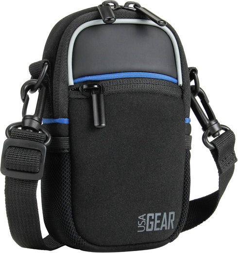 USA Gear Compact Camera Case for Point & Shoot with Accessory Pockets, Rain Cover & Shoulder Strap
