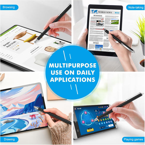 Granarbol Precise Long Stylus Pen for Touch Screens, 3 Extra Replaceable Fiber Tips Capacitive Stylus for iPad, iPhone,