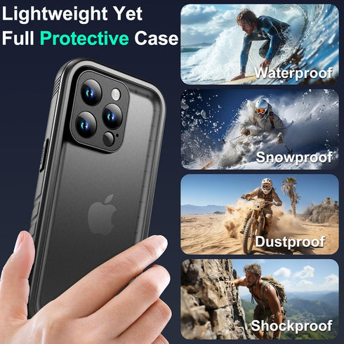 SOKUSIN Waterproof Case for iPhone 15 Pro - Shockproof Drop Proof Dustproof Phone with Built-in Tempered Glass Screen &