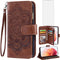 Asuwish Wallet Cover for Samsung Galaxy S21 5G 6.2 inch, Flower Leather Flip with Tempered Glass Screen Protector